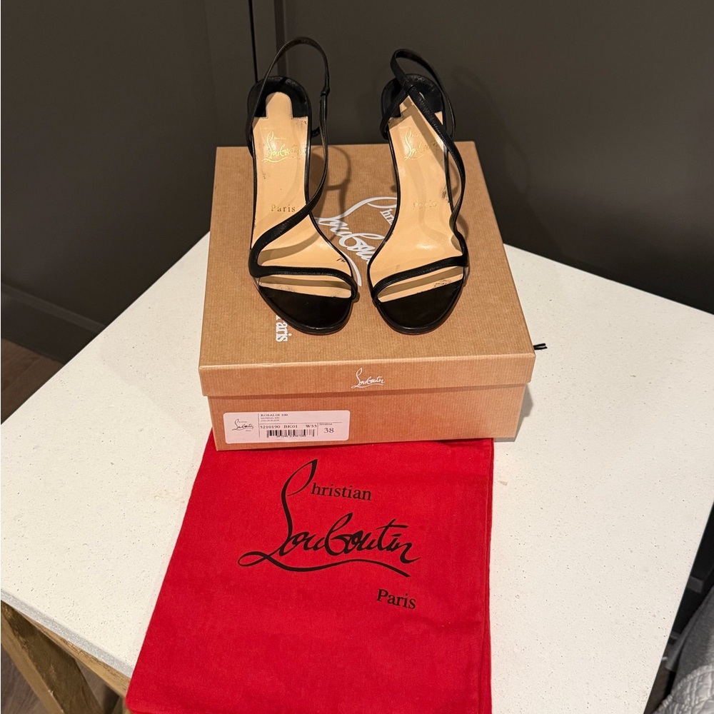 Christian Louboutin Black Patent Slingback Sandals